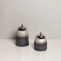 ELM & OAK Belgravia Glass Canisters - White Pearl/ Purple (Set Of 2) Accessories