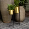 ELM & OAK Antique Brass Finish Planters (Set Of 2) Accessories