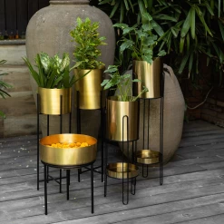 ELM & OAK Honey Gold Brass Finish Planter Accessories