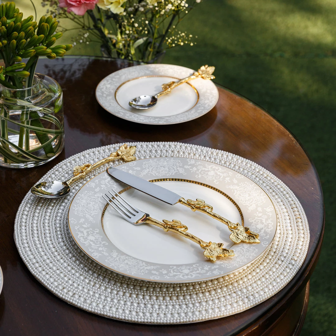 ELM AND OAK Silver Moon Beaded Placemat 1 ELM AND OAK Silver Moon Beaded Placemat