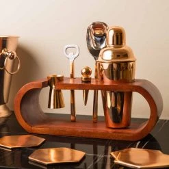 ELM AND OAK Rose Gold Wooden Stand