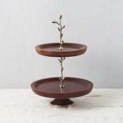 ELM AND OAK Hummingbird Two-Tiered Cake Stand