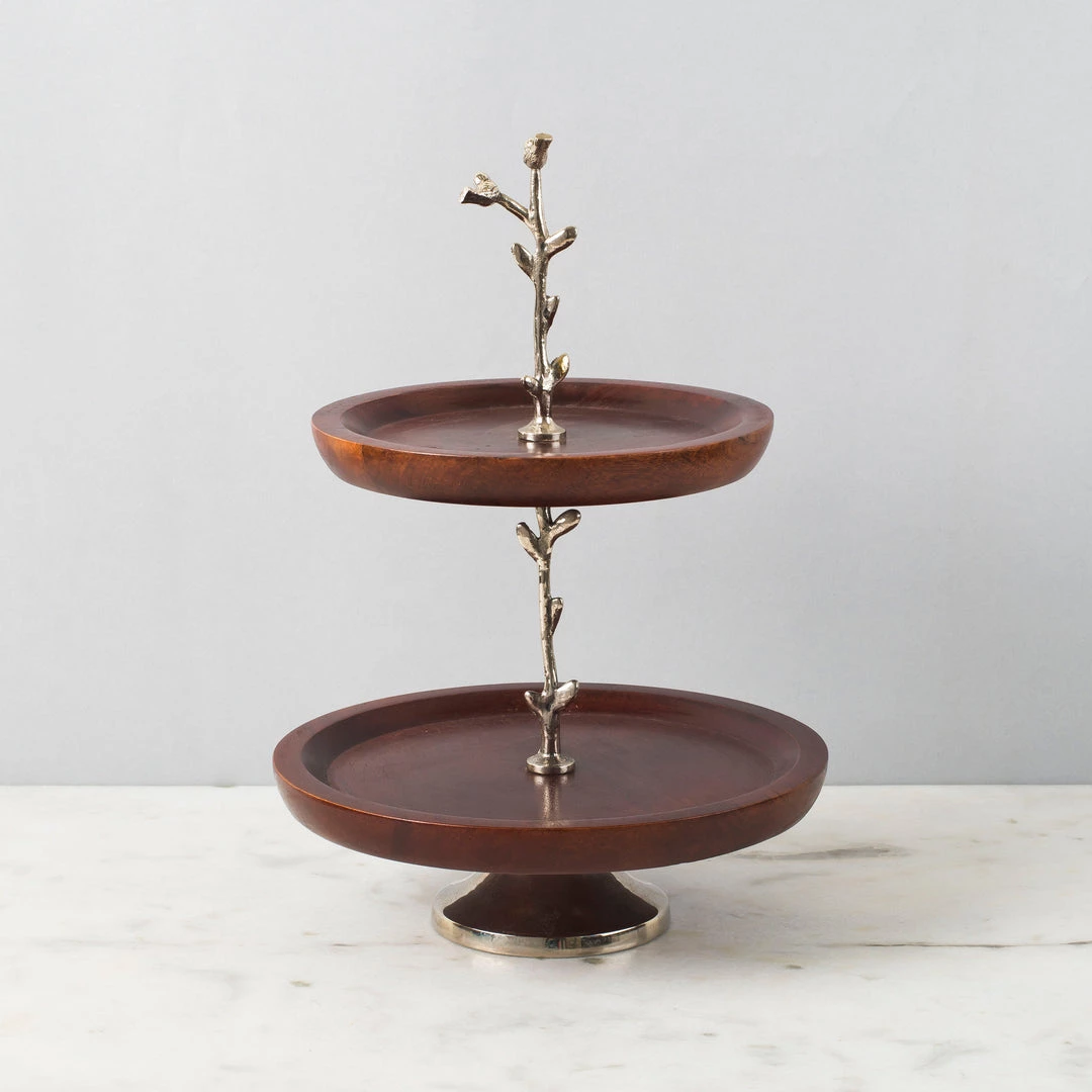 ELM AND OAK Hummingbird Two-Tiered Cake Stand 2 ELM AND OAK Hummingbird Two-Tiered Cake Stand