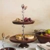 ELM AND OAK Chestnut Oak Two-Tiered Cake Stand