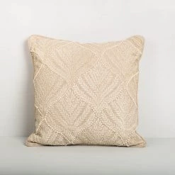 ELM AND OAK Textiles Vanilla Embroidered Cushion